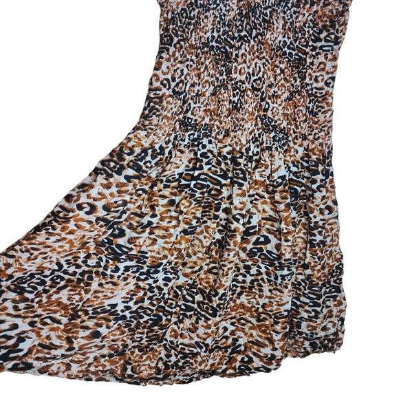 CYN by Cynthia Mehra Animal Print Rayon Halter Smoked Mini Dress - Picture 4 of 7